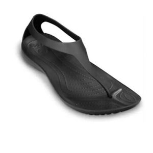 Crocs Serena Black Flip Flops Thong T Strap Sandals Slingback